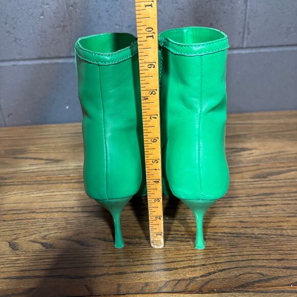 Steve Madden Brecken Green Pointed Toe Stiletto Ankle Boots Women’s 10M Leather - Picture 7 of 8